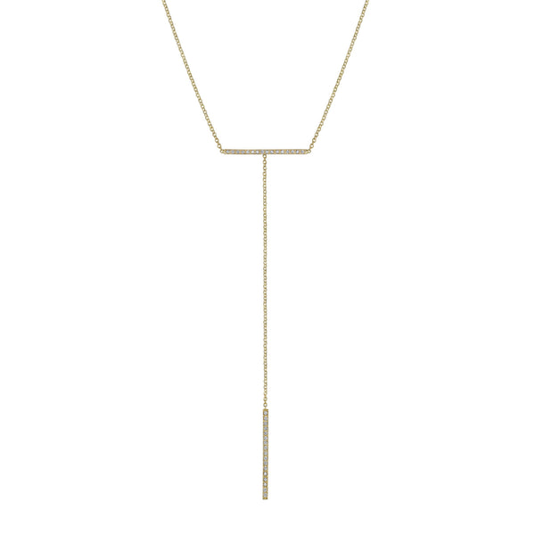 Pave T-bar Necklace yellow gold