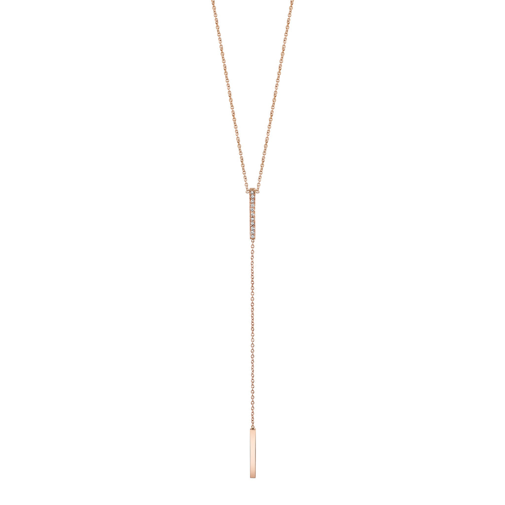 Pave Mini Y-bar Necklace rose gold necklace