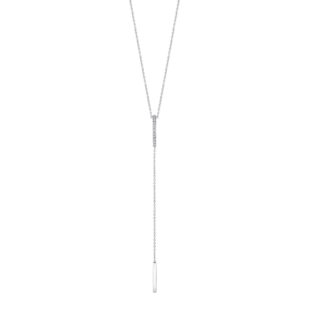 Pave Mini Y-bar Necklace white gold