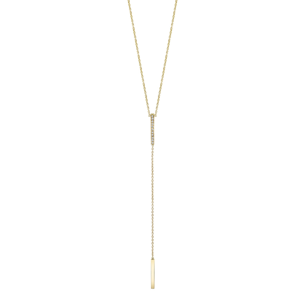 Pave Mini Y-bar Necklace yellow gold