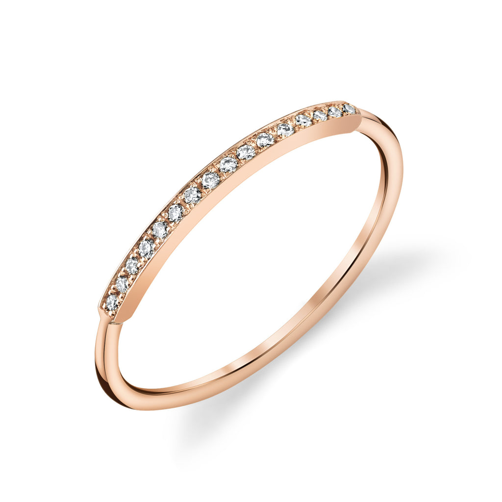 Pave Top Bar Ring rose gold