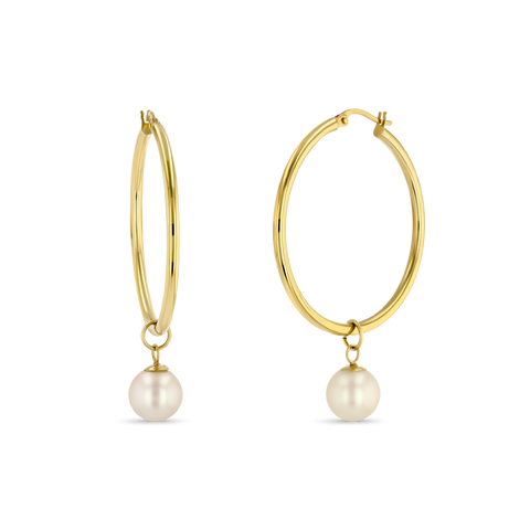 Timeless Hoops With Removable Pearl Drop