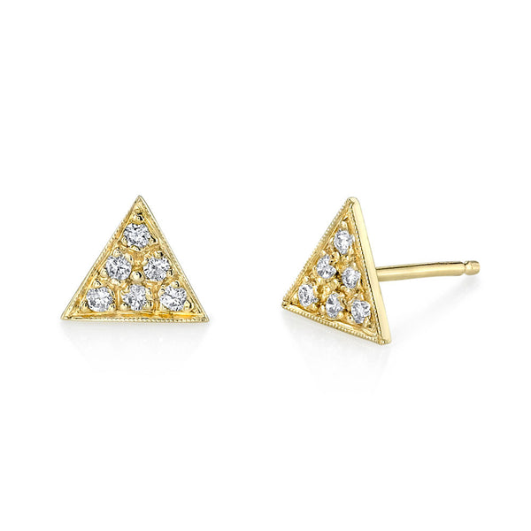 Pave Triangle Studs yellow gold diamonds
