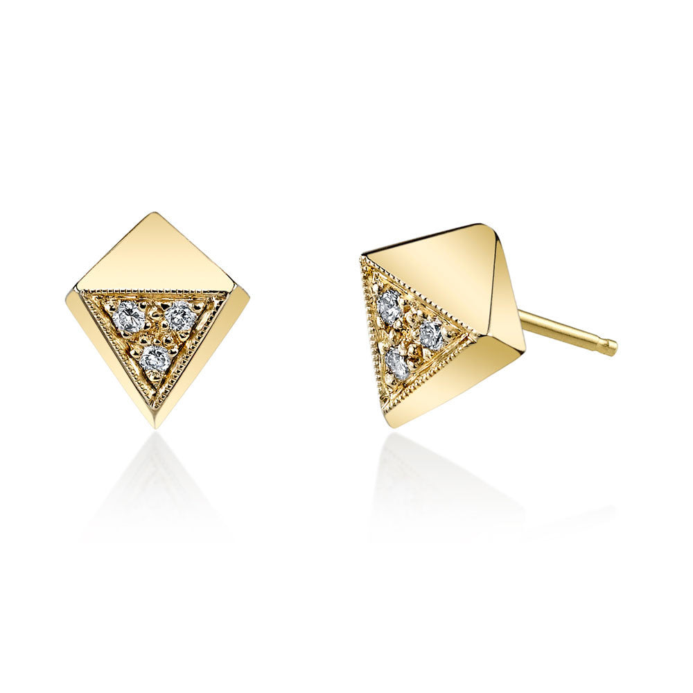 Pave Polyhedron Studs yellow gold